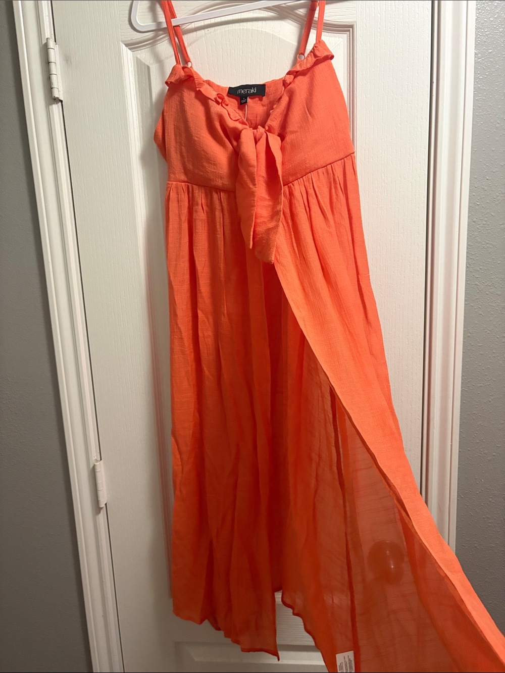 meraki | Bright Orange Open Front Tank Top